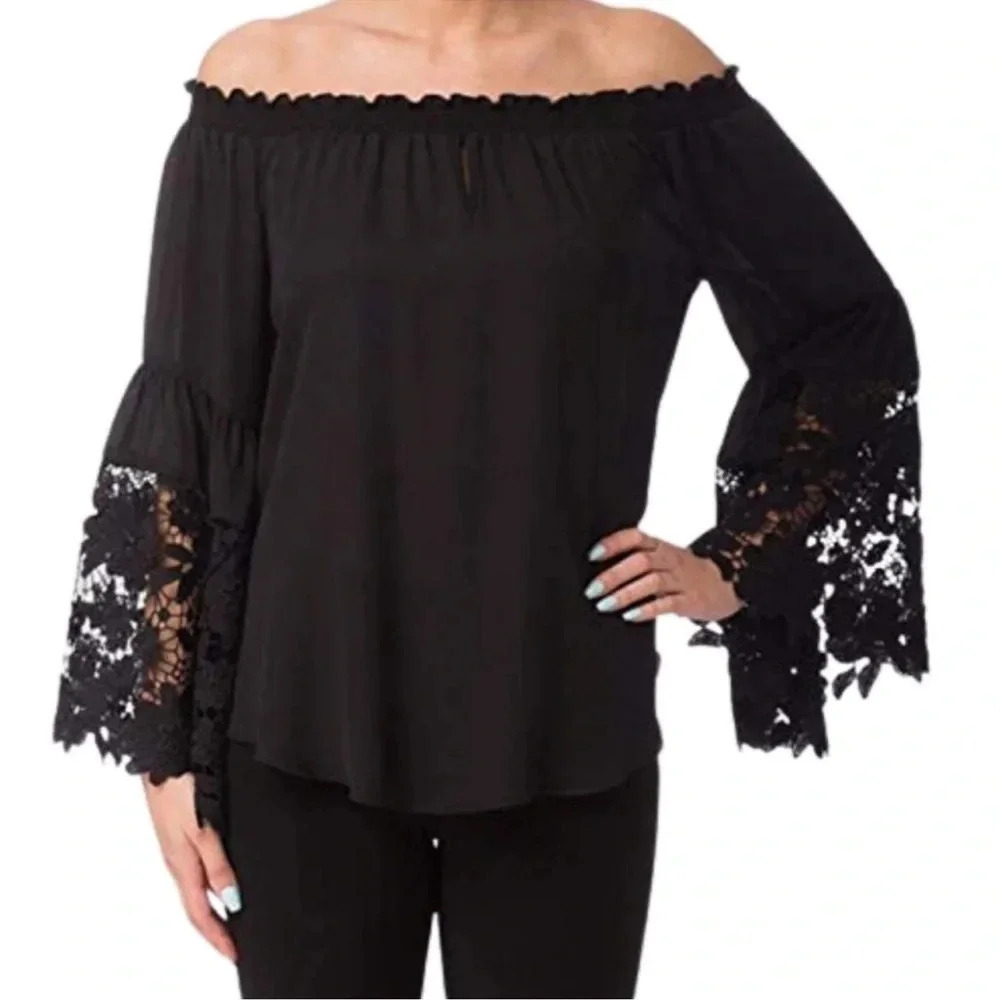 Joseph Ribkoff Pull On Off The Shoulder Lace Top Size 8